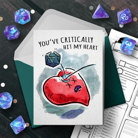 Critical Hit - D&D Nerd Valentines, Love, Anniversary Card