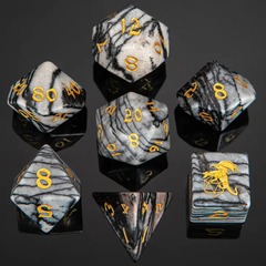 Dragon's Hoard Gemstone Dice Set Black Network Agate