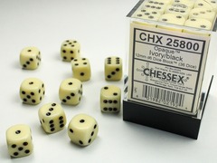 Opaque Ivory w/black 12mm D6 Dice Block - CHX25800