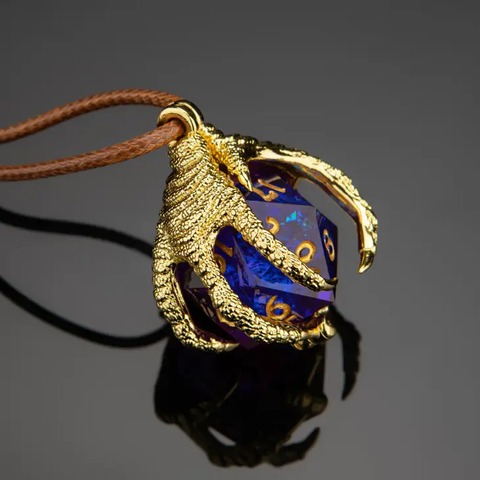 Dragon Claw Necklace with D20 - Gold