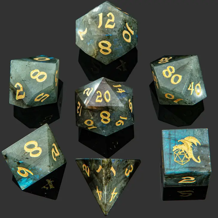 Gemstone RPG Dice Set Sharp Edge Labradorite