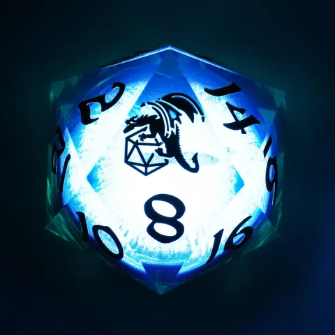 Sharp Edged Resin Led 55mm D20 - Beholders Gaze Green