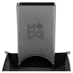 Leather Fold Up Dice Tower & Tray - Black