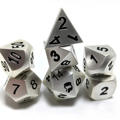 Metal Dice Set: Matt Silver w/Black