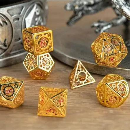 Hollow Metal Gears Dice Set: Gold w/Red