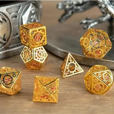 Hollow Metal Gears Dice Set: Gold w/Red