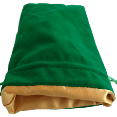 Velvet Dice Bag With Satin Liner 6″x8″ Green w/ Gold Liner