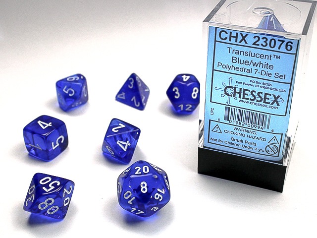 Translucent 7-Die Set Blue w/White - CHX23076