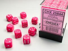 Opaque 12mm Pink w/White D6 Dice - CHX25844