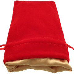 Velvet Dice Bag With Satin Liner 4″x6″ Red w/ Gold Liner