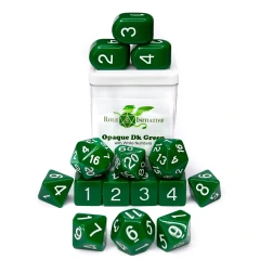 Set Of 7 Dice: Opaque Dark Green W/ White