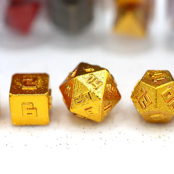 Mini Metal RPG Dice Set 10mm Gold