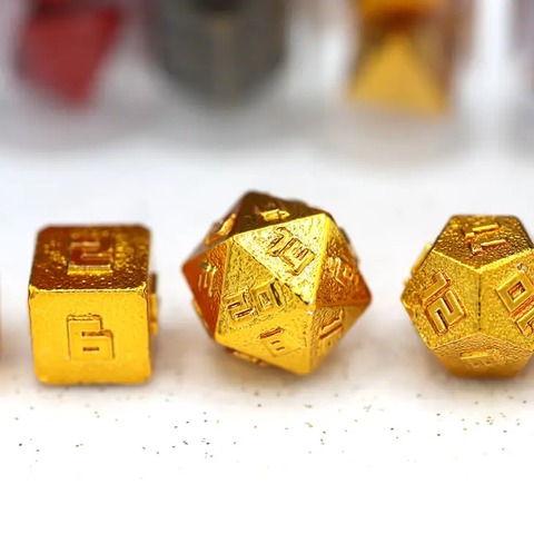 Mini Metal RPG Dice Set 10mm Gold