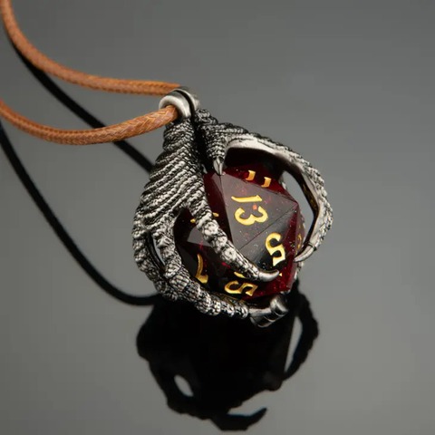 Dragon Claw Necklace with D20 - Silver