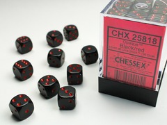 Opaque 12mm Black w/Red D6 Dice - CHX25818