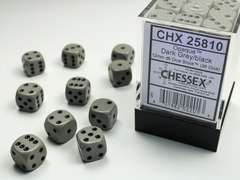 Opaque 12mm Grey w/Black D6 Dice - CHX25810