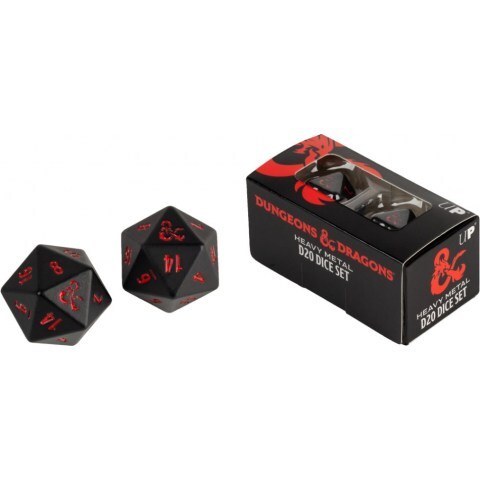 Ultra Pro-Heavy Metal D20: Set of 2 - Black w/ Red - Dungeons & Dragons