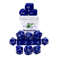 Opaque Dark Blue w/ White Ink - Set of 15 Dice