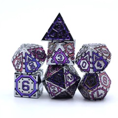 Metal Star Map Dice Set: Silver w/Blue