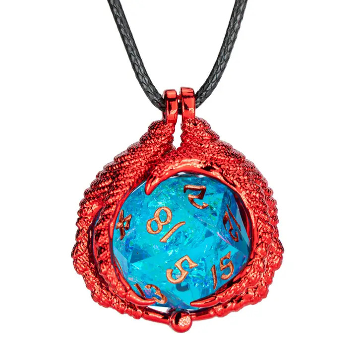 Dragon Claw Necklace with D20 - Red