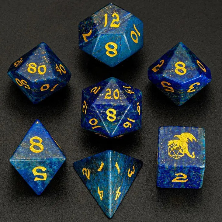 Gemstone RPG Dice Set: Lapis Lazuli