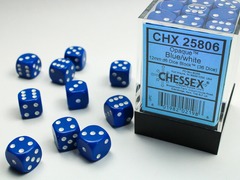 Opaque 12mm Blue w/White D6 Dice - CHX25806