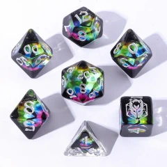 Wyrmforged Rollers - Rounded Resin Polyhedral Dice - Dragon Eye Chromatic