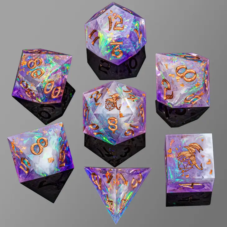 Captured Magic Sharp Resin Dice Set: Arcane Amethyst