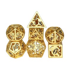 Hollow Metal Dragon Dice Set: Matt Gold & Black