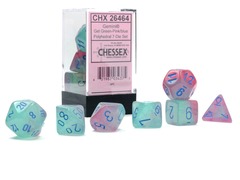 Chessex Dice Set: Gemini Luminary - Gel Green-Pink w/Blue - CHX26464