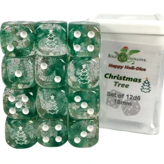 Set of 12d6 Pip 18mm Dice in Holiday Colors: Christmas Tree (Diffusion)