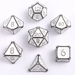 Bone Collector Solid Metal Dice Set - Gunmetal with White