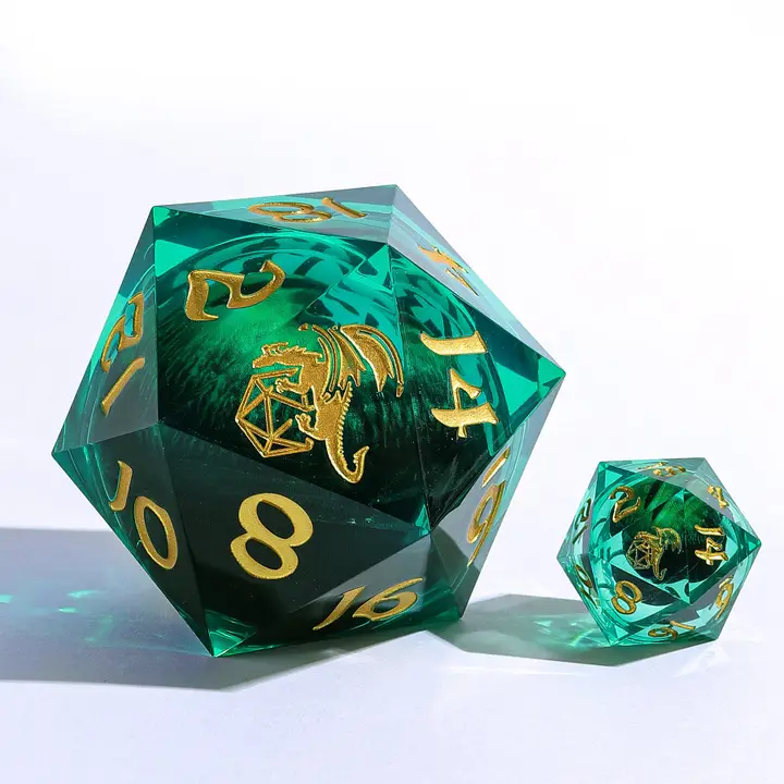Sharp Edged Resin Led 55mm D20 - Beholders Gaze Green