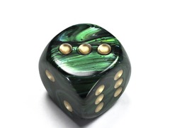 Scarab® 30mm w/pips Jade/gold d6