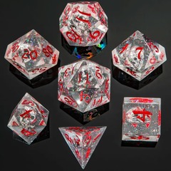 Captured Magic Sharp Edge Resin Dice Set: Metal Ghost Skulls-Black