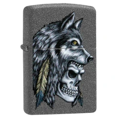 Zippo- 211 Wolf Skull Feather Design