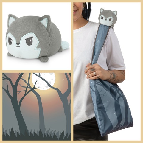 Light Grey Wolf Plushie Tote Bag