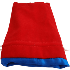 Velvet Dice Bag With Satin Liner 6″x8″ Red w/Blue Liner