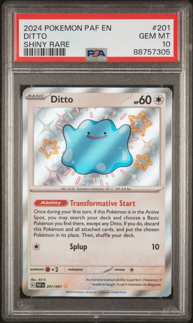Pokemon 2024 Ditto Shiny Rare #201 - PSA 10