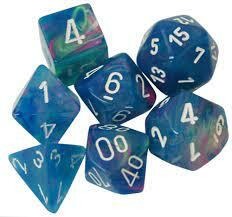 Chessex Festive Mini 7 Die Set Waterlily/White