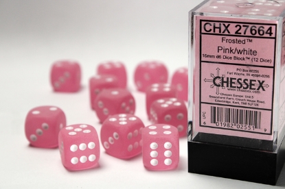 Frosted: 16mm D6 Pink/White Block (12)