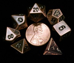 Antique Copper Mini 10mm Polyhedral Dice Set