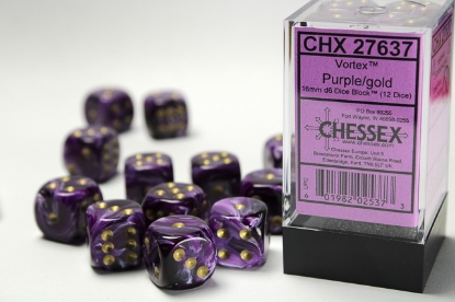 Vortex: 16mm D6 Purple/Gold/Black (12)