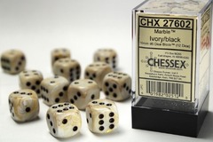 Marble 16mm D6 Ivory/Black (12)