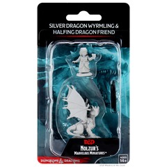 Dungeons & Dragons: Nolzur's Marvelous Unpainted Miniatures - W13 Silver Dragon Wyrmling & Female Halfling