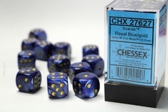 Scarab: 16mm D6 Royal Blue/Gold (12)