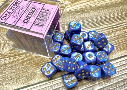 Lustrous: 12mm D6 Purple/Gold/Black (36)