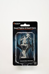 Magic the Gathering Unpainted Miniatures: W02 Dwarf Fighter & Dwarf Cleric