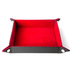 Velvet Dice Tray With Leather Backing - Red