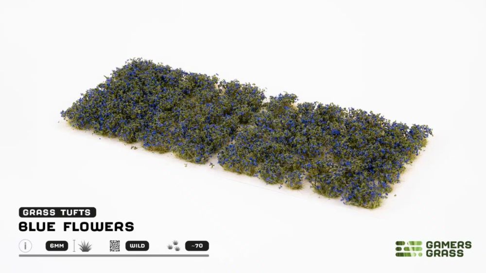 6mm Blue Flowers Tufts (70) (Self Adhesive)